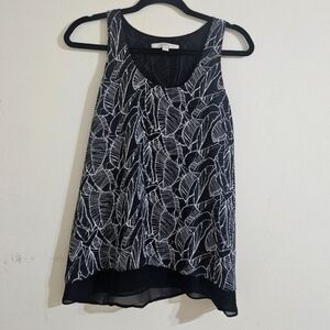 LOFT Leaf Print Layered Tank Blouse